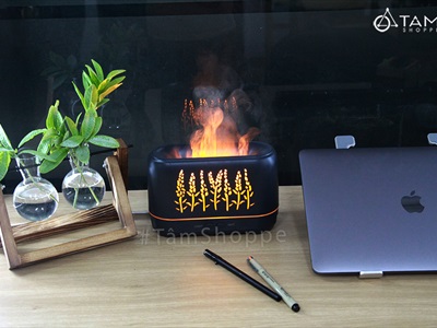 Máy khuếch tán tinh dầu phun khói siêu âm ngọn lửa [Tặng tinh dầu] MKTTD-18