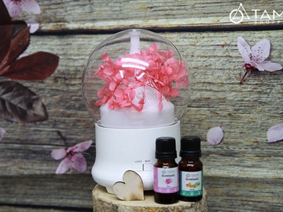 Máy khuếch tán tinh dầu phun khói siêu âm cẩm tú cầu [Tặng tinh dầu] MKTTD-13