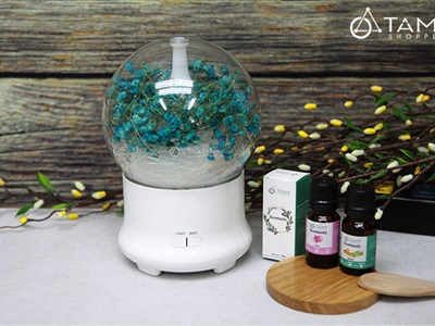 Máy khuếch tán tinh dầu phun khói siêu âm cẩm tú cầu [Tặng tinh dầu] MKTTD-13