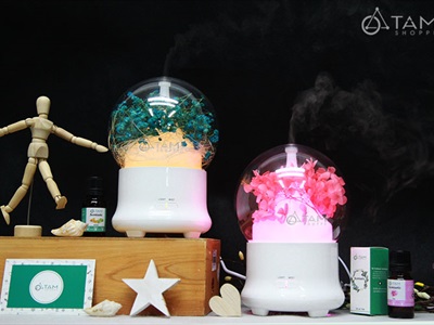 Máy khuếch tán tinh dầu phun khói siêu âm cẩm tú cầu [Tặng tinh dầu] MKTTD-13