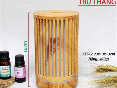 Máy khuếch tán tinh dầu trụ đứng giả gỗ phun khói siêu âm [Tặng tinh dầu] MKTTD-17