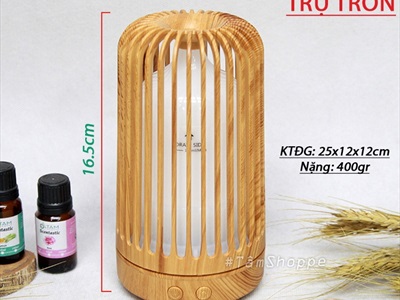 Máy khuếch tán tinh dầu trụ đứng giả gỗ phun khói siêu âm [Tặng tinh dầu] MKTTD-17