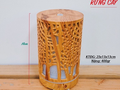 Máy khuếch tán tinh dầu trụ đứng giả gỗ phun khói siêu âm [Tặng tinh dầu] MKTTD-17
