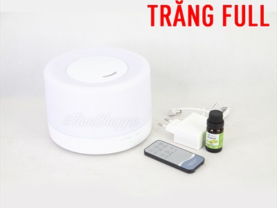 Máy khuếch tán tinh dầu trụ lùn nắp nhỏ viền vân gỗ [Có remote -Tặng tinh dầu] MKTTD-25
