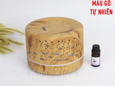 Máy khuếch tán tinh dầu trụ lùn vân gỗ phong cách biển phun khói siêu âm [Tặng tinh dầu] MKTTD-19