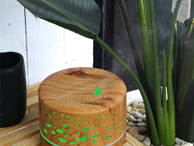Máy khuếch tán tinh dầu trụ lùn vân gỗ phong cách biển phun khói siêu âm [Tặng tinh dầu] MKTTD-19