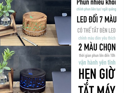 Máy khuếch tán tinh dầu trụ lùn vân gỗ phong cách biển phun khói siêu âm [Tặng tinh dầu] MKTTD-19