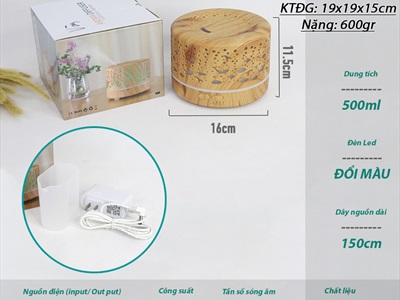 Máy khuếch tán tinh dầu trụ lùn vân gỗ phong cách biển phun khói siêu âm [Tặng tinh dầu] MKTTD-19