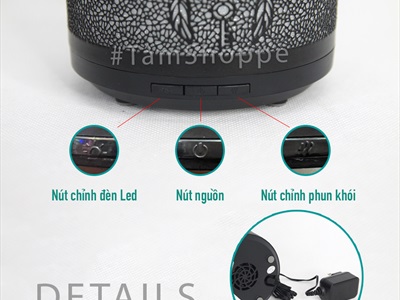 Máy khuếch tán tinh dầu trụ thẳng cú mèo vỏ kim loại phun khói [Tặng tinh dầu] MKTTD-23