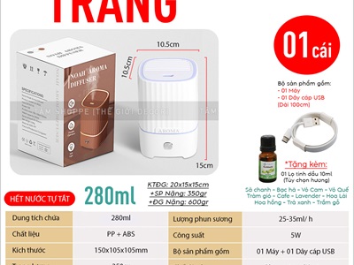 Máy khuếch tán tinh dầu trụ vuông sọc [Cáp USB -Tặng tinh dầu] MKTTD-28