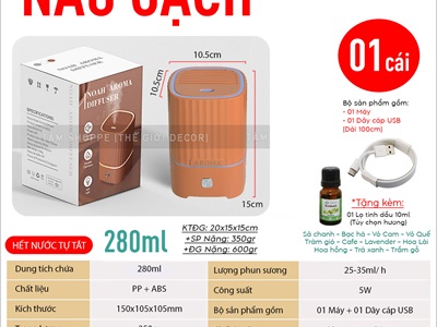 Máy khuếch tán tinh dầu trụ vuông sọc [Cáp USB -Tặng tinh dầu] MKTTD-28
