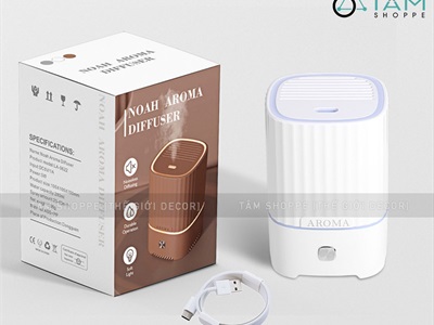 Máy khuếch tán tinh dầu trụ vuông sọc [Cáp USB -Tặng tinh dầu] MKTTD-28