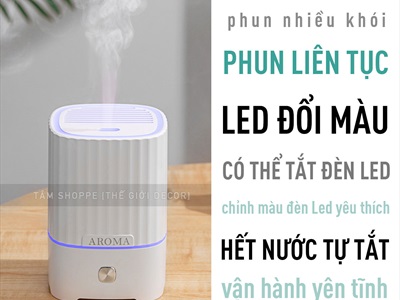 Máy khuếch tán tinh dầu trụ vuông sọc [Cáp USB -Tặng tinh dầu] MKTTD-28