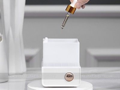 Máy khuếch tán tinh dầu tủ vuông màu pastel [Cáp USB -Tặng tinh dầu] MKTTD-29