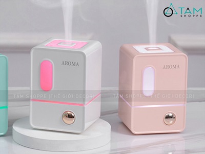 Máy khuếch tán tinh dầu tủ vuông màu pastel [Cáp USB -Tặng tinh dầu] MKTTD-29