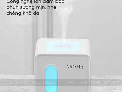 Máy khuếch tán tinh dầu tủ vuông màu pastel [Cáp USB -Tặng tinh dầu] MKTTD-29