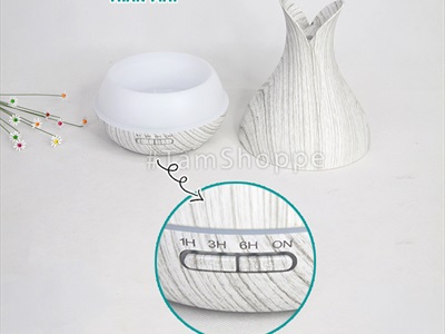 Máy khuếch tán tinh dầu Tulip 2 cánh vân gỗ trắng phun khói siêu âm [Tặng tinh dầu] MKTTD-20