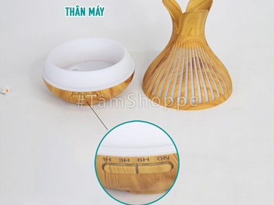 Máy khuếch tán tinh dầu Tulip 3 cánh vân gỗ phun khói siêu âm [Tặng tinh dầu] MKTTD-21