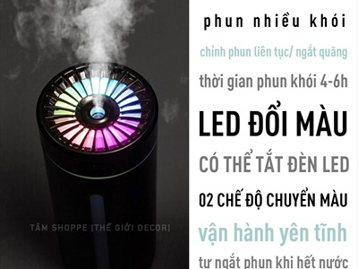 Máy phun sương tạo ẩm cốc ánh kim để xe ô tô bàn làm việc [Cáp USB - Tặng thêm đầu lọc] MAYTAOAM-02