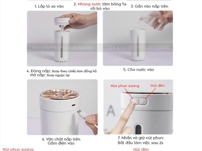 Máy phun sương tạo ẩm cốc ánh kim để xe ô tô bàn làm việc [Cáp USB - Tặng thêm đầu lọc] MAYTAOAM-02