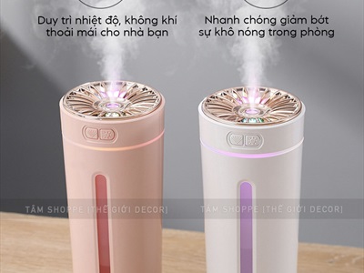 Máy phun sương tạo ẩm cốc ánh kim để xe ô tô bàn làm việc [Cáp USB - Tặng thêm đầu lọc] MAYTAOAM-02
