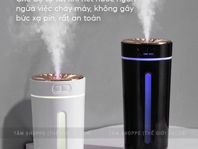 Máy phun sương tạo ẩm cốc ánh kim để xe ô tô bàn làm việc [Cáp USB - Tặng thêm đầu lọc] MAYTAOAM-02