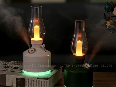 Máy phun sương tạo ẩm đèn dầu [Cáp USB - Sạc pin - Tặng thêm đầu lọc] MAYTAOAM-01