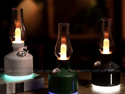 Máy phun sương tạo ẩm đèn dầu [Cáp USB - Sạc pin - Tặng thêm đầu lọc] MAYTAOAM-01