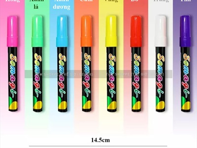 Hộp 8 bút dạ quang viết bảng Led, bảng đen menu, mặt kính [Nét chữ 6mm - Dễ chùi] BUTVIET-01