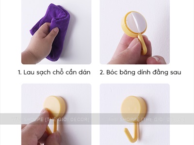 Set 03 móc dán tường Hàn Quốc chịu lực 2kg MOCDAN-01