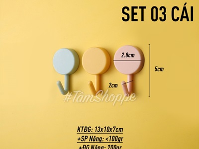 Set 03 móc dán tường Hàn Quốc chịu lực 2kg MOCDAN-01