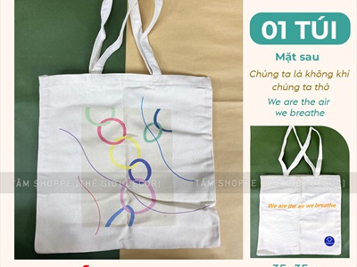 Túi tote vải canvas chủ đề bảo vệ môi trường [Đeo vai - Dày đẹp] TUIVAI-02