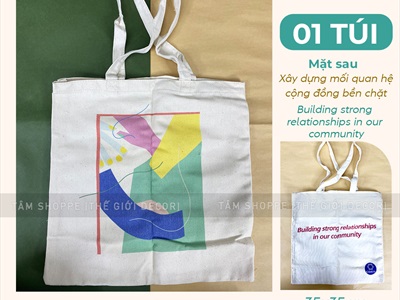 Túi tote vải canvas chủ đề bảo vệ môi trường [Đeo vai - Dày đẹp] TUIVAI-02