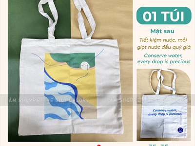 Túi tote vải canvas chủ đề bảo vệ môi trường [Đeo vai - Dày đẹp] TUIVAI-02