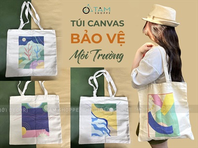Túi tote vải canvas chủ đề bảo vệ môi trường [Đeo vai - Dày đẹp] TUIVAI-02
