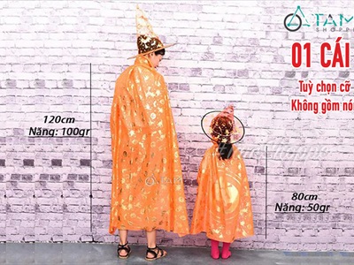 Áo choàng phù thuỷ in hoạ tiết ánh kim nhiều màu [Mềm mịn - Size 80/120cm] AOCHOANG-03