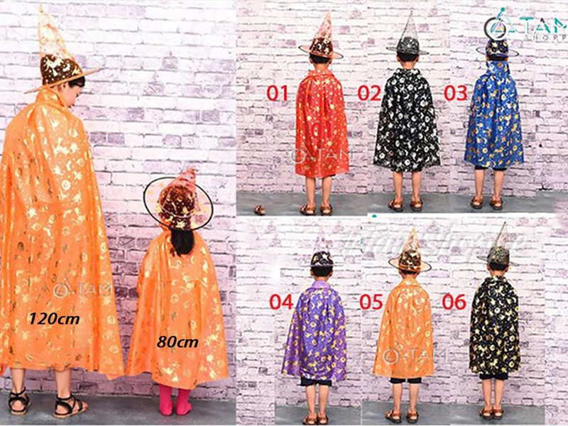 Áo choàng phù thuỷ in hoạ tiết ánh kim nhiều màu [Mềm mịn - Size 80/120cm] AOCHOANG-03