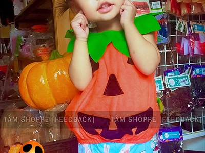 Bộ đồ hóa trang bí ngô mũ nồi cho bé (áo + nón) BOHOATRANG-01