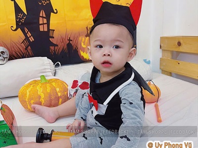 Bộ đồ hóa trang Dracula sừng đỏ cho bé [Vải xịn - 85/90cm] BOHOATRANG-15