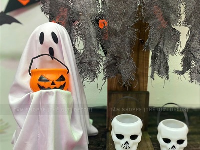 Giỏ xin kẹo Halloween đầu lâu nhí 6cm [Nhỏ nhắn - Làm phụ kiện] XINKEO-04