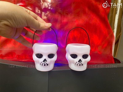 Giỏ xin kẹo Halloween đầu lâu nhí 6cm [Nhỏ nhắn - Làm phụ kiện] XINKEO-04
