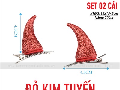 Set 02 kẹp tóc sừng quỷ cute [Nhiều màu - Dễ thương] KEPTOC-HLW-01