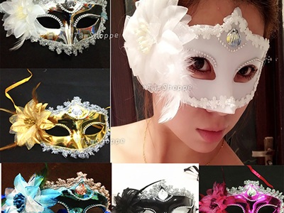 Mặt nạ dạ hội nửa mặt bông to vỏ sò [Nửa mặt trên - nhiều màu] MATNA-113