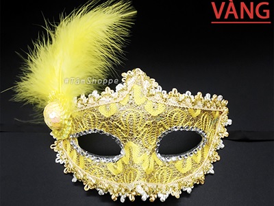 Mặt nạ nửa mặt lông vũ một bên nón nhỏ [Nửa mặt trên - nhiều màu] MATNA-121