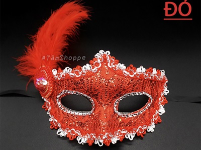 Mặt nạ nửa mặt lông vũ một bên nón nhỏ [Nửa mặt trên - nhiều màu] MATNA-121