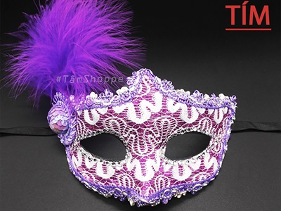 Mặt nạ nửa mặt lông vũ một bên nón nhỏ [Nửa mặt trên - nhiều màu] MATNA-121