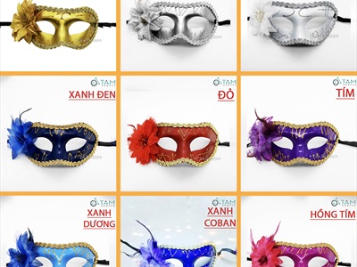 Mặt nạ nửa mặt bông to vệt kim tuyến [Nửa mặt trên - nhiều màu] MATNA-112