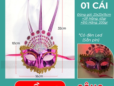 Mặt nạ dạ hội nửa mặt lông ba chỉa có đèn Led [Sẵn pin - Nhiều màu chọn] MATNA-106