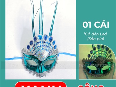 Mặt nạ dạ hội nửa mặt lông ba chỉa có đèn Led [Sẵn pin - Nhiều màu chọn] MATNA-106