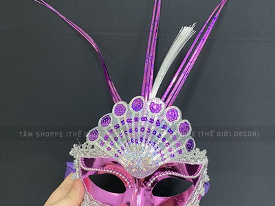 Mặt nạ dạ hội nửa mặt lông ba chỉa có đèn Led [Sẵn pin - Nhiều màu chọn] MATNA-106